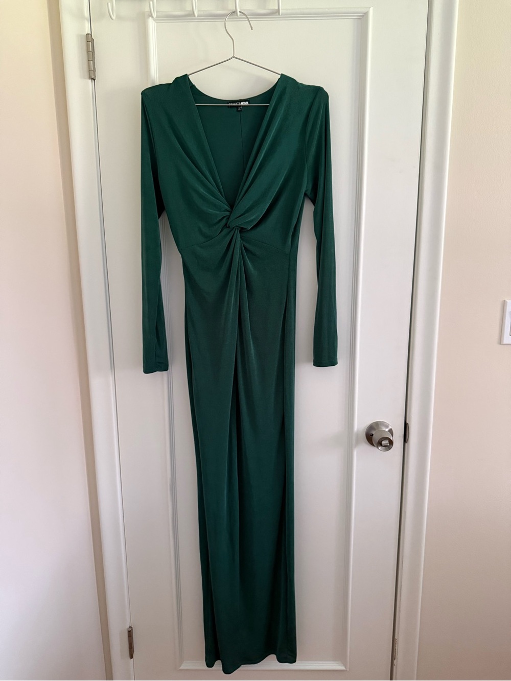 Fashion Nova Emerald Green Long Sleeve Maxi Dress